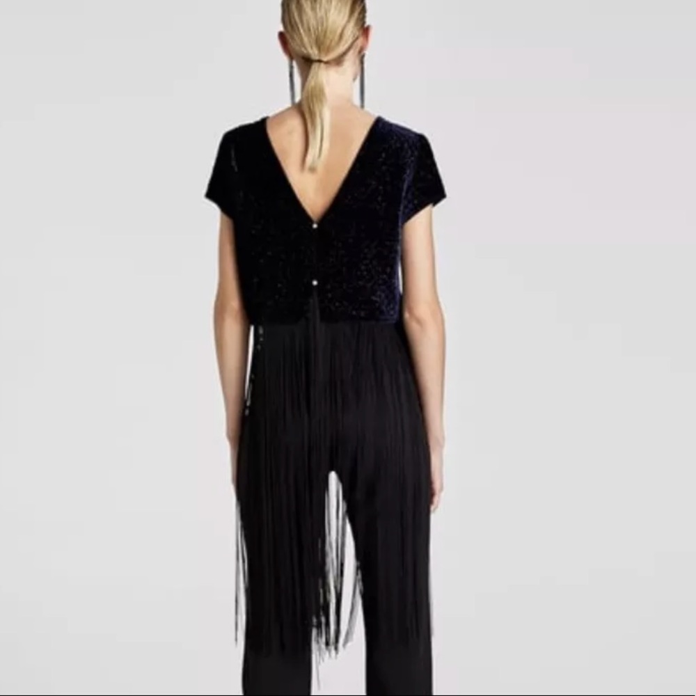 Zara velvet top with fringe, size M or L - Picture 2 of 7